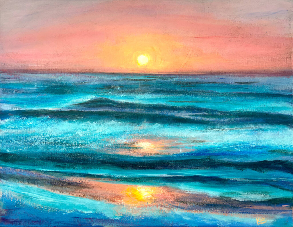 Ocean Painting Art Acrylic Original Echoes of Summer 16 x 20 on Canvas