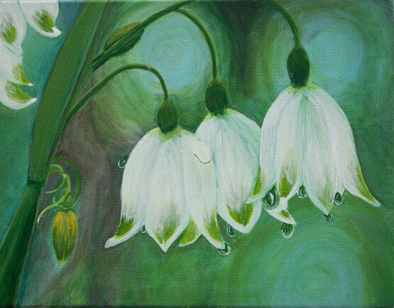 Original Flower Painting - Snowbells