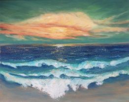 Tropical Vibes sunset over Beach painting on canvas