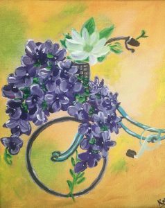 Lilac Flowers on bike painting