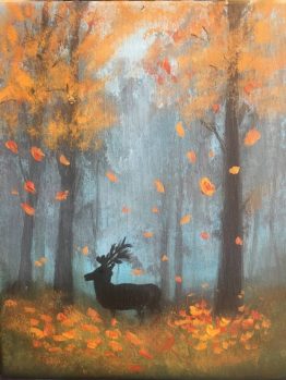 Stag Acrylic Painting Art Deer in the Forest Painting for nursery
