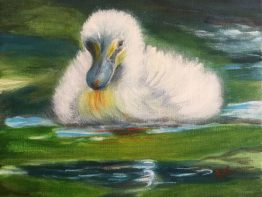 Duckling wandering in the pond Painting