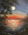 Moonlit Lake Landscape Painting on canvas