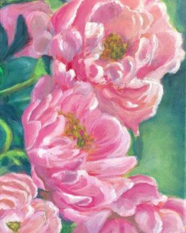 Pink Peonies Painting on Canvas Acrylic in realism style