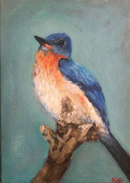 Small Blue Bird Painting
