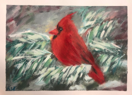 cardinal in snow Painting