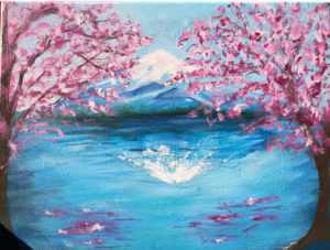 Cherry blossoms tree with Fuji mountain