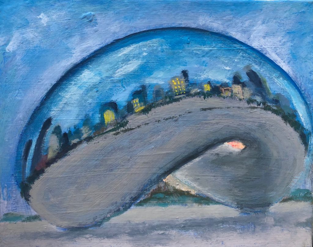 Chicago cloud gate painting