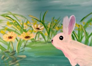 Bunny with daisies