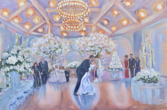 Wedding Reception Live Painting of the first dance by Indian Live wedding painter