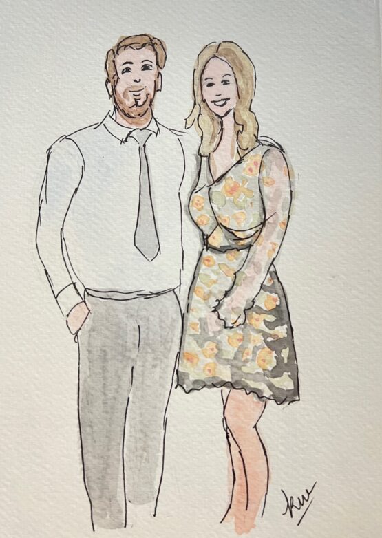 Live Watercolor Wedding Sketch Artist