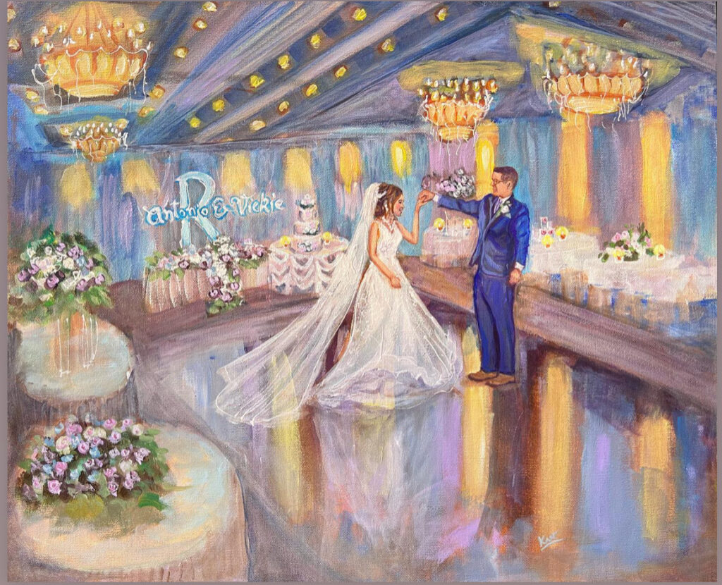 Live wedding Painting - First Dance painting Concorde Banquets Chicago Suburbs