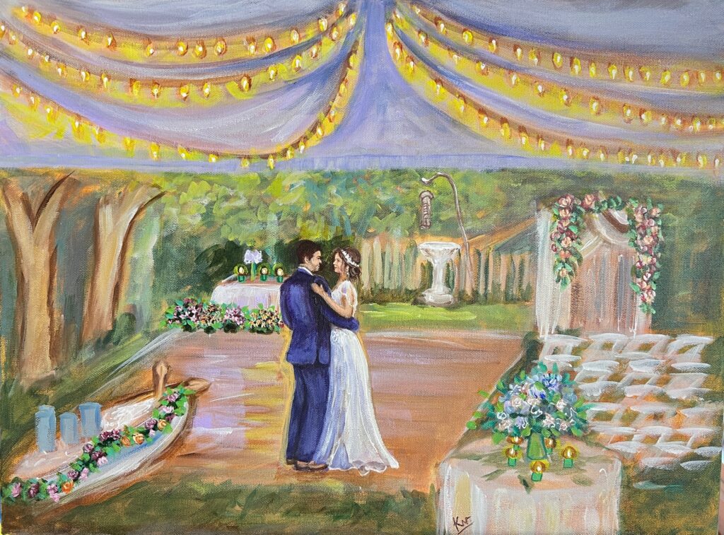 Under the stars urban Live wedding painting in Chicago Suburbs