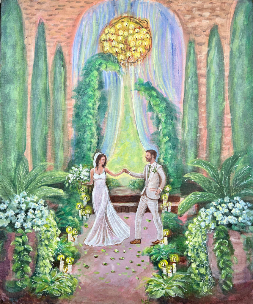 Live wedding ceremony painting at Bridgeport Art Center, Chicago, IL