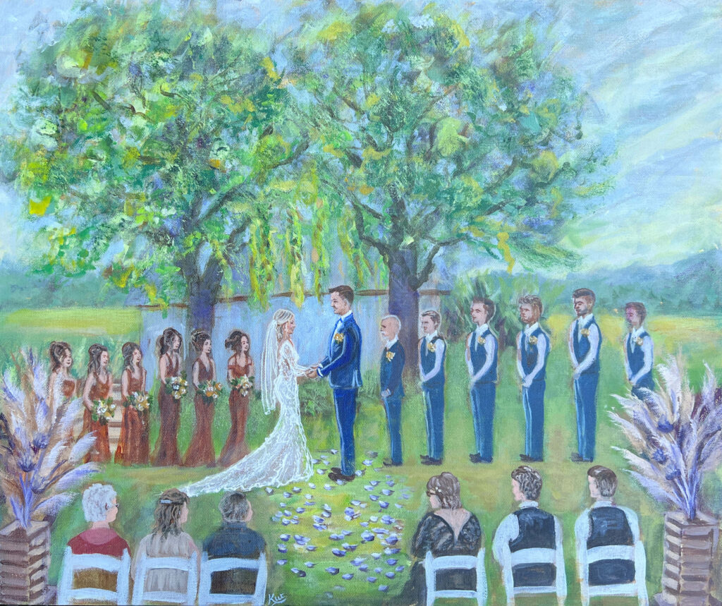 Live Wedding Painting of Megan & Brady at Lincoln Farmstead, IL