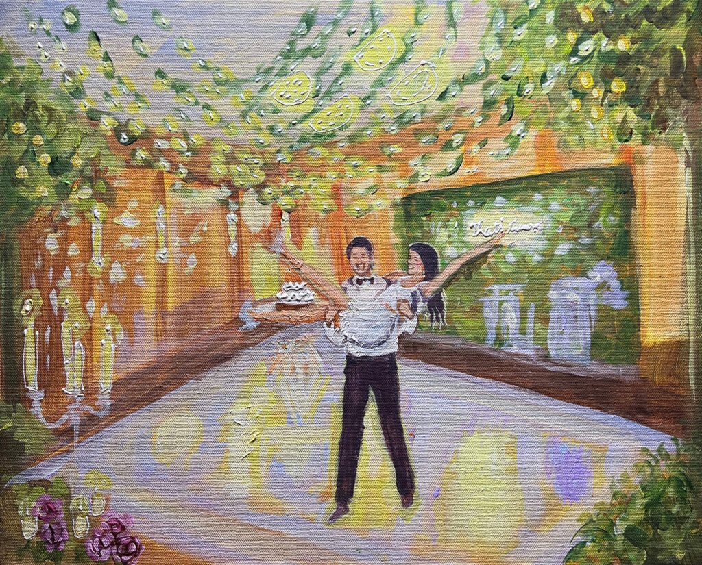 Live Wedding Painting of Tracy & Joe at The Peninsula Chicago