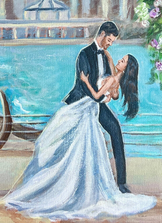 Close up of the couple's wedding painting Chicago
