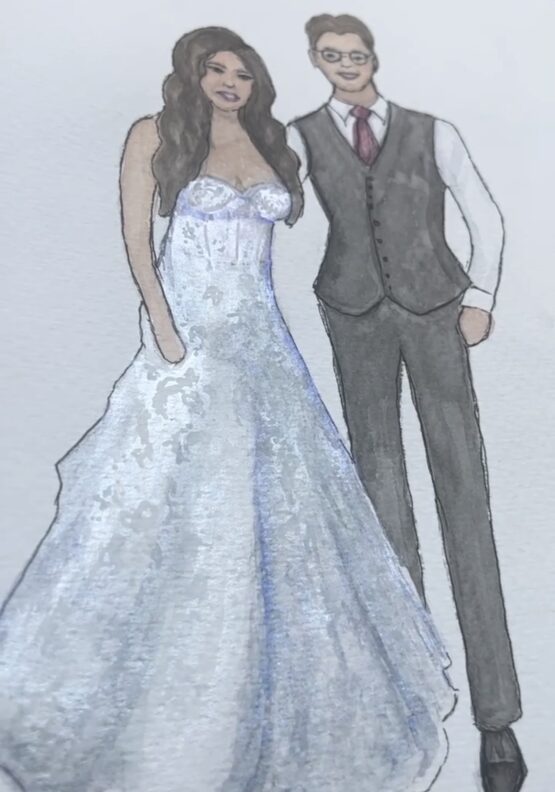 Custom watercolor wedding portrait