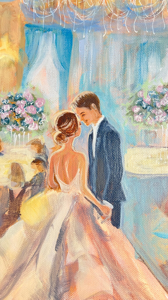 Live Wedding painter Chicago painting in colorful impressionism