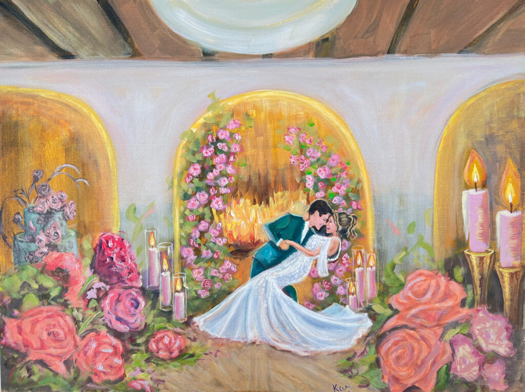 Live wedding painting at Chicago Winery