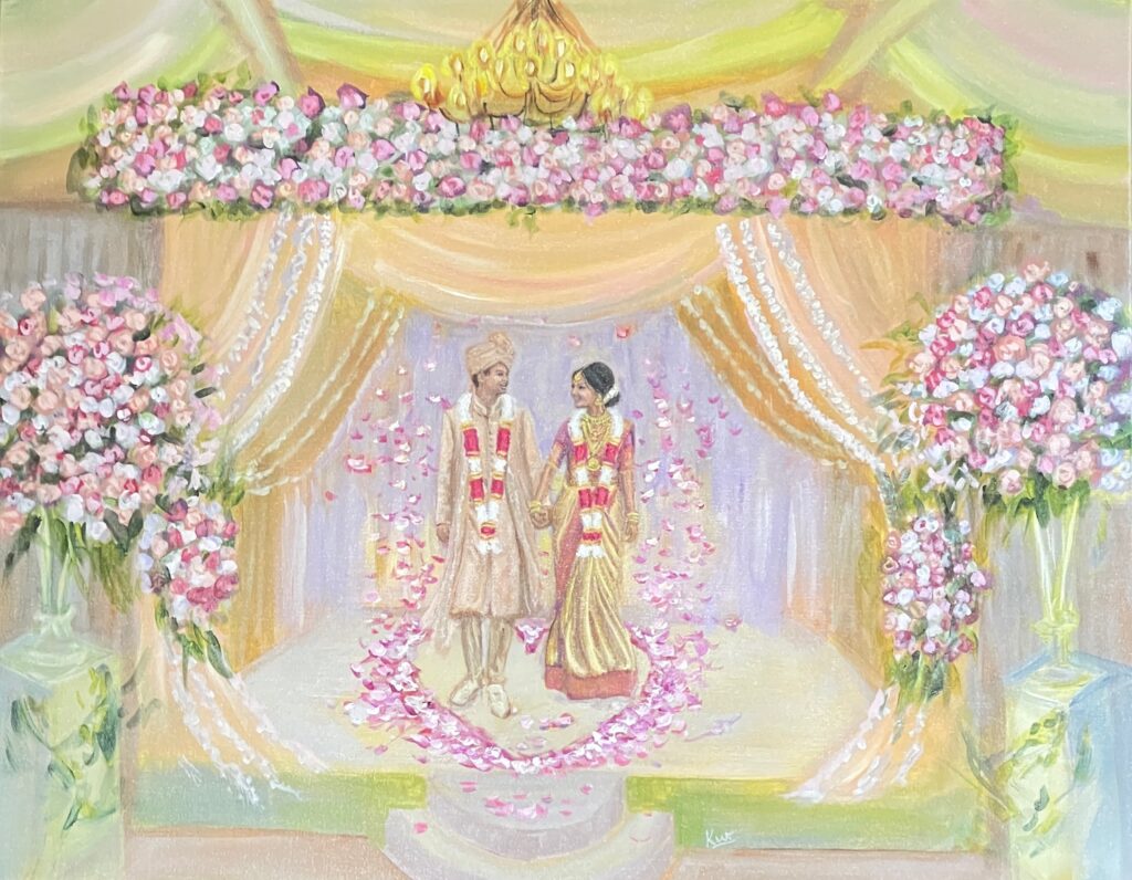 Live wedding painting indian wedding at Oakbrook Hills Resort